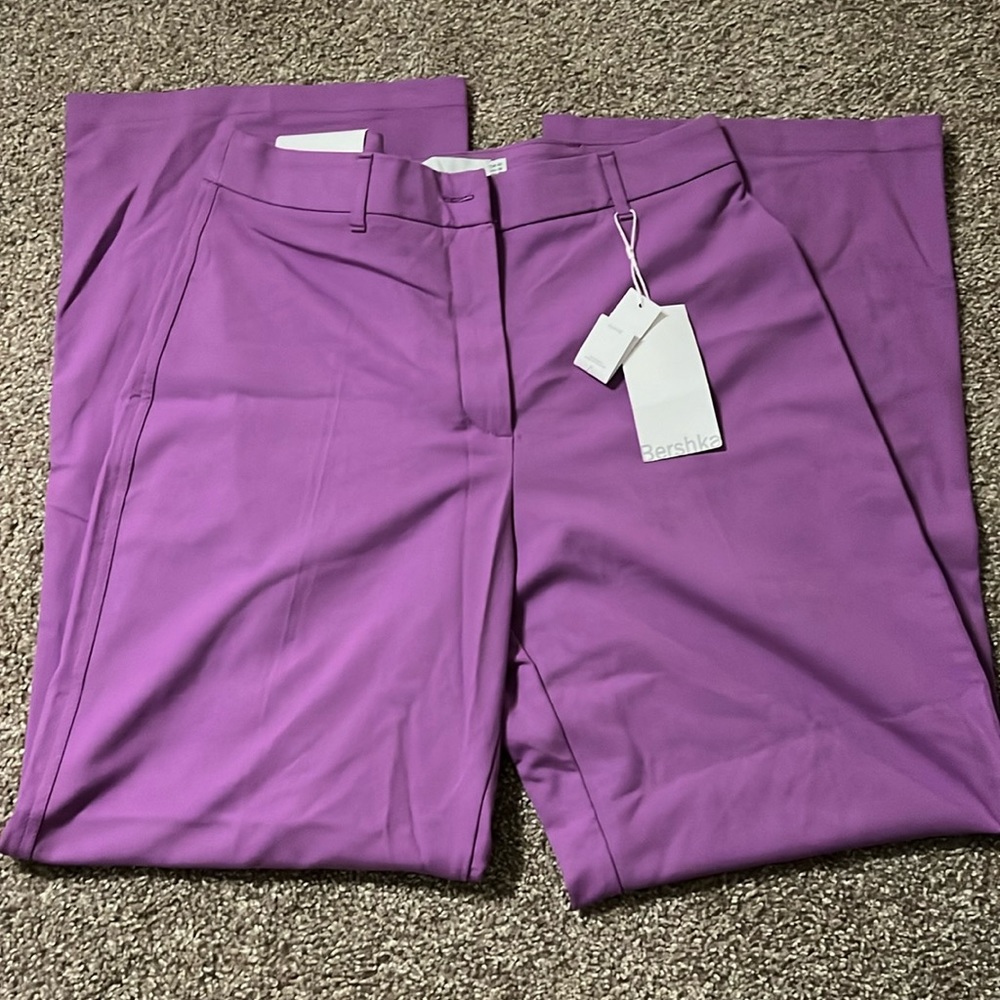 Bershka Wide Leg Purple Pants